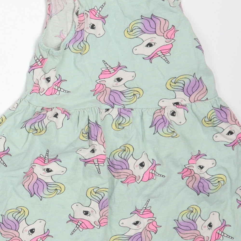 H&M Girls Green Animal Print  A-Line  Size 3 Years