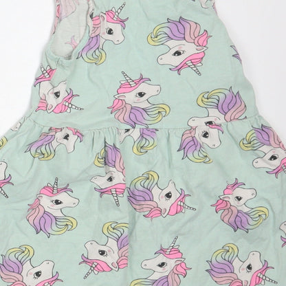 H&M Girls Green Animal Print  A-Line  Size 3 Years