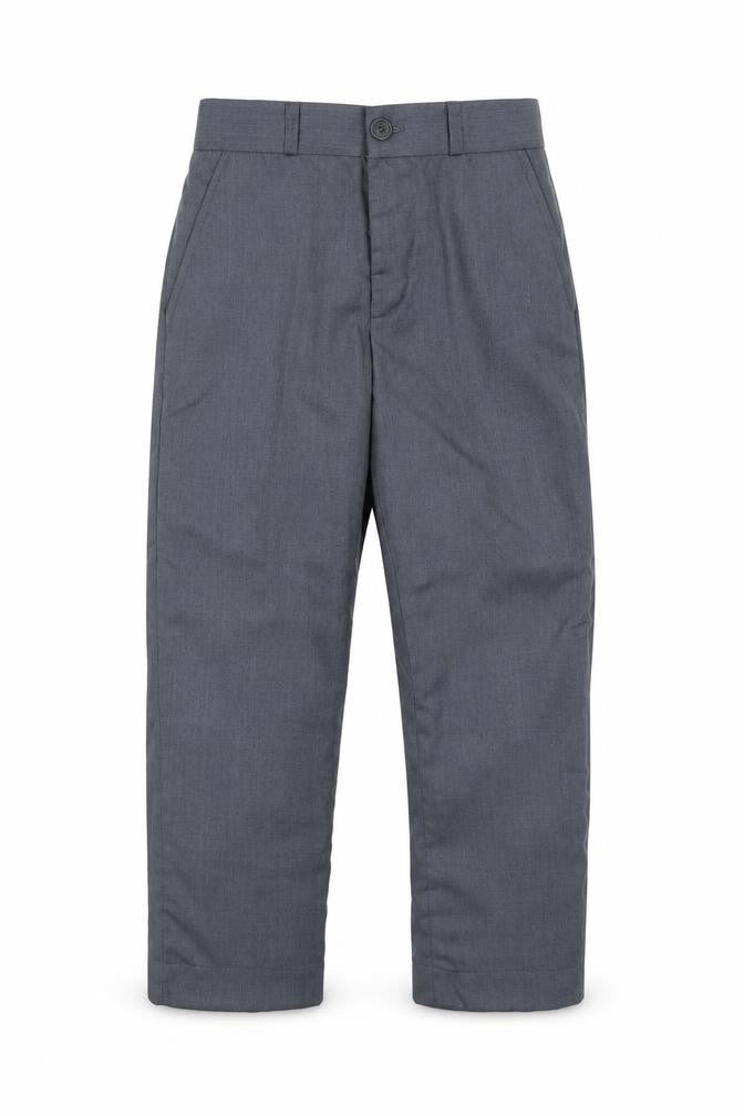 Front view of Romario boys’ grey capri trousers, size 6, years