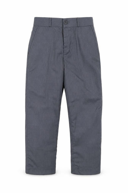 Front view of Romario boys’ grey capri trousers, size 6, years