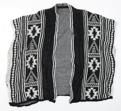 Avenue Womens Black Geometric Knit Cardigan Jumper One Size