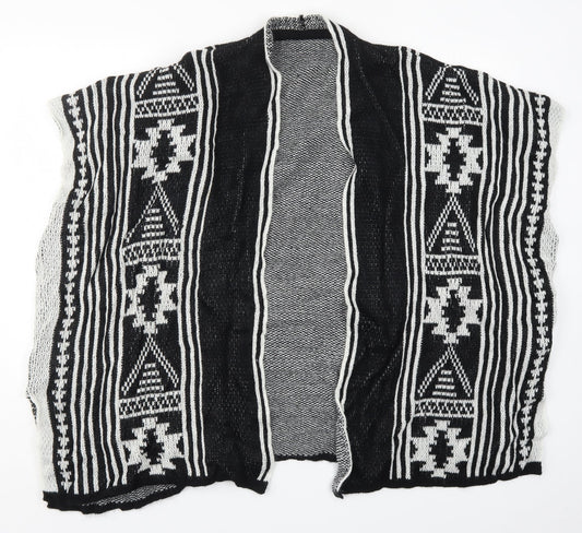 Avenue Womens Black Geometric Knit Cardigan Jumper One Size