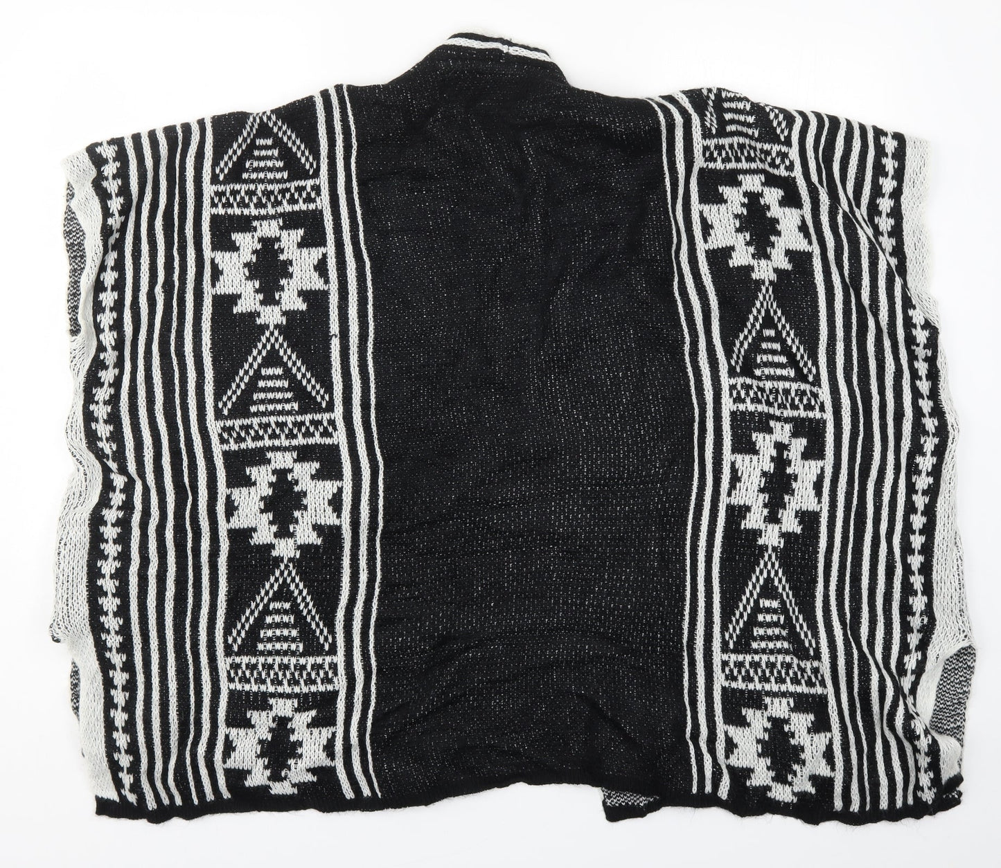 Avenue Womens Black Geometric Knit Cardigan Jumper One Size