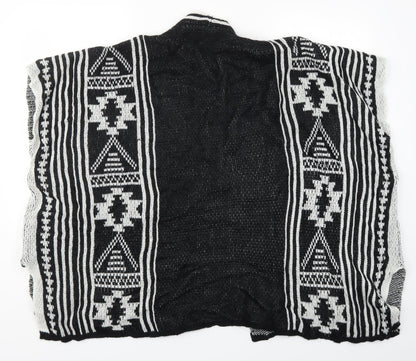 Avenue Womens Black Geometric Knit Cardigan Jumper One Size