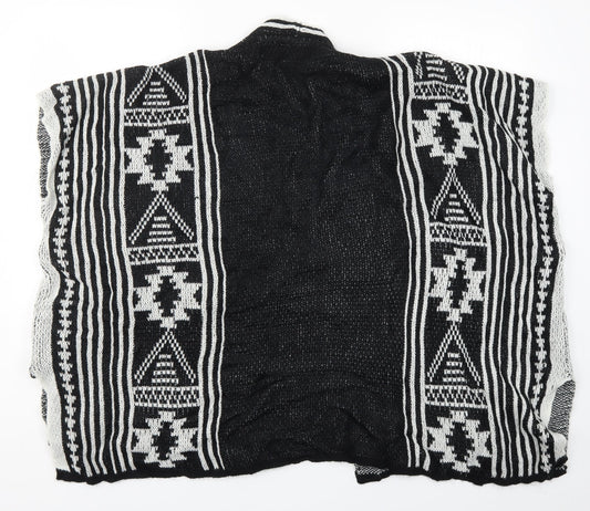 Avenue Womens Black Geometric Knit Cardigan Jumper One Size