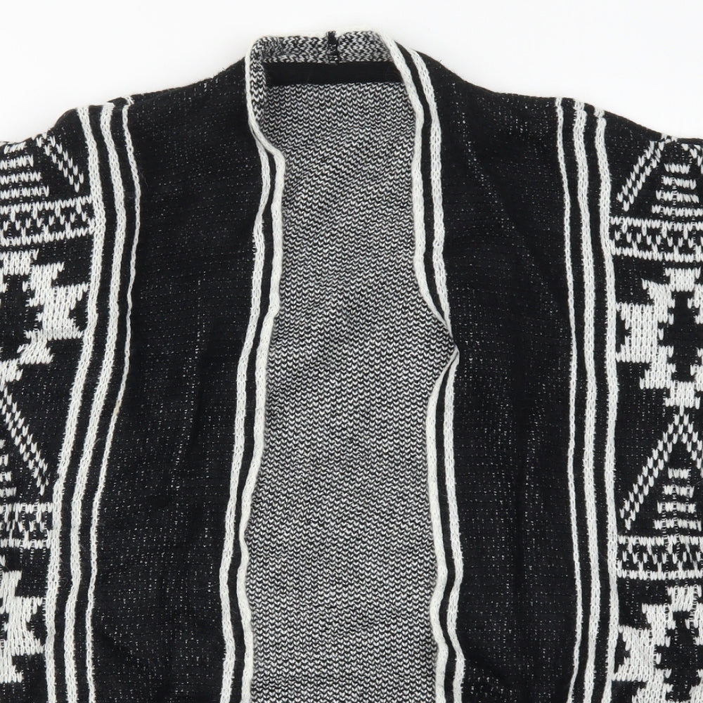 Avenue Womens Black Geometric Knit Cardigan Jumper One Size