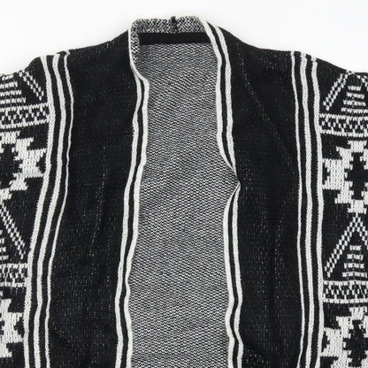 Avenue Womens Black Geometric Knit Cardigan Jumper One Size