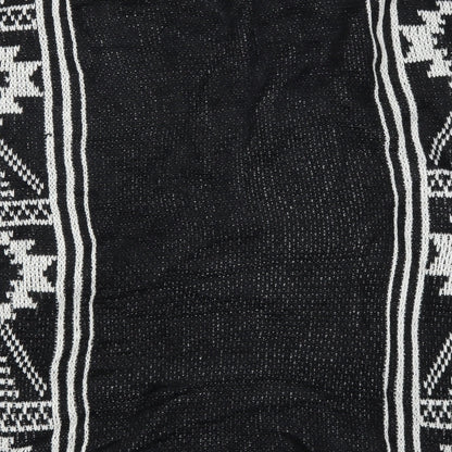 Avenue Womens Black Geometric Knit Cardigan Jumper One Size