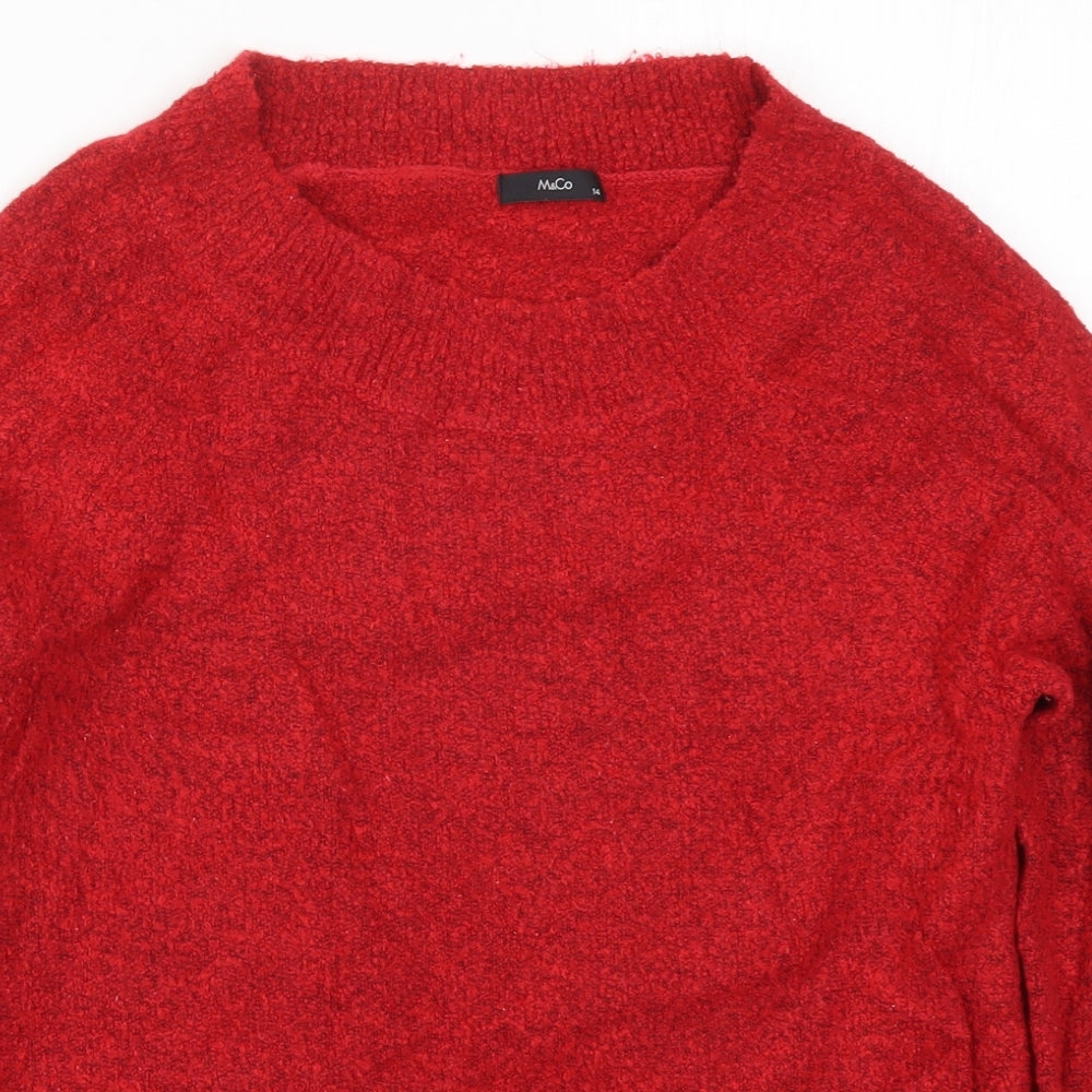 Womens UK Size 14 M&Co Red Pullover Jumper