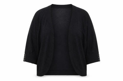 Front view of M&Co women’s black knit cardigan jumper, size M