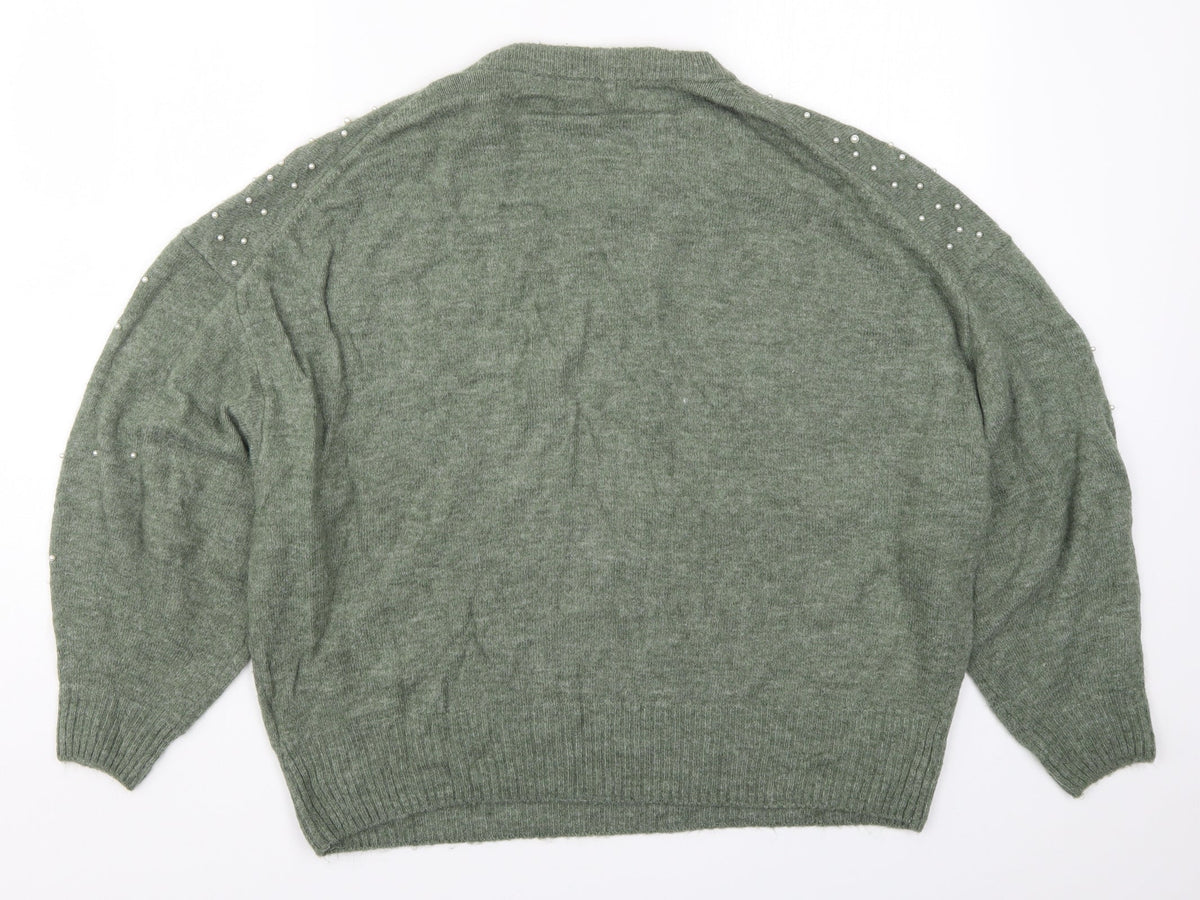 Womens UK Size M H&M Green Pullover Jumper