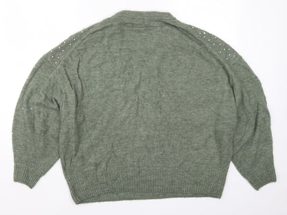Womens UK Size M H&M Green Pullover Jumper