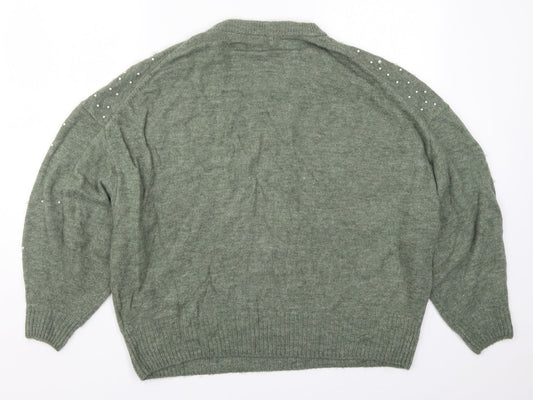 Womens UK Size M H&M Green Pullover Jumper