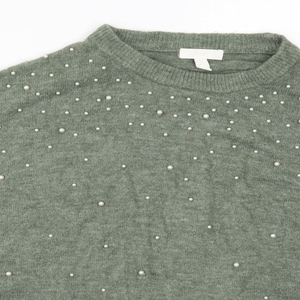 Womens UK Size M H&M Green Pullover Jumper