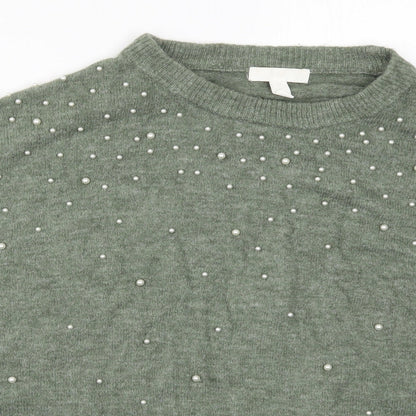 Womens UK Size M H&M Green Pullover Jumper