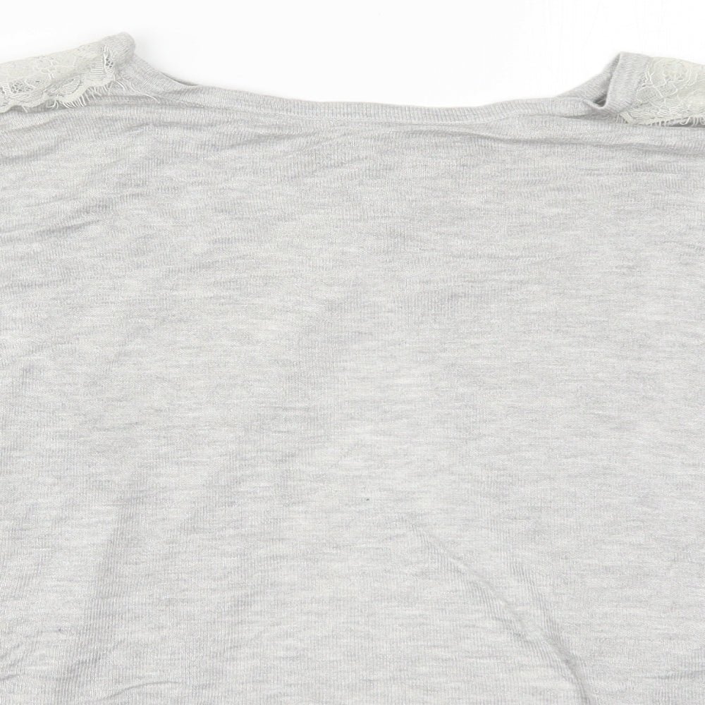 Womens UK Size 10 River Island Grey Basic T-Shirt
