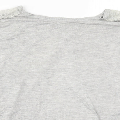 Womens UK Size 10 River Island Grey Basic T-Shirt