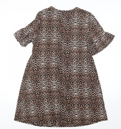 Papaya Womens Brown Animal Print  T-Shirt Dress  Size M