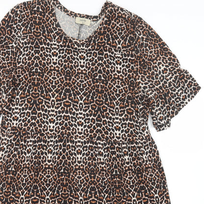Papaya Womens Brown Animal Print  T-Shirt Dress  Size M