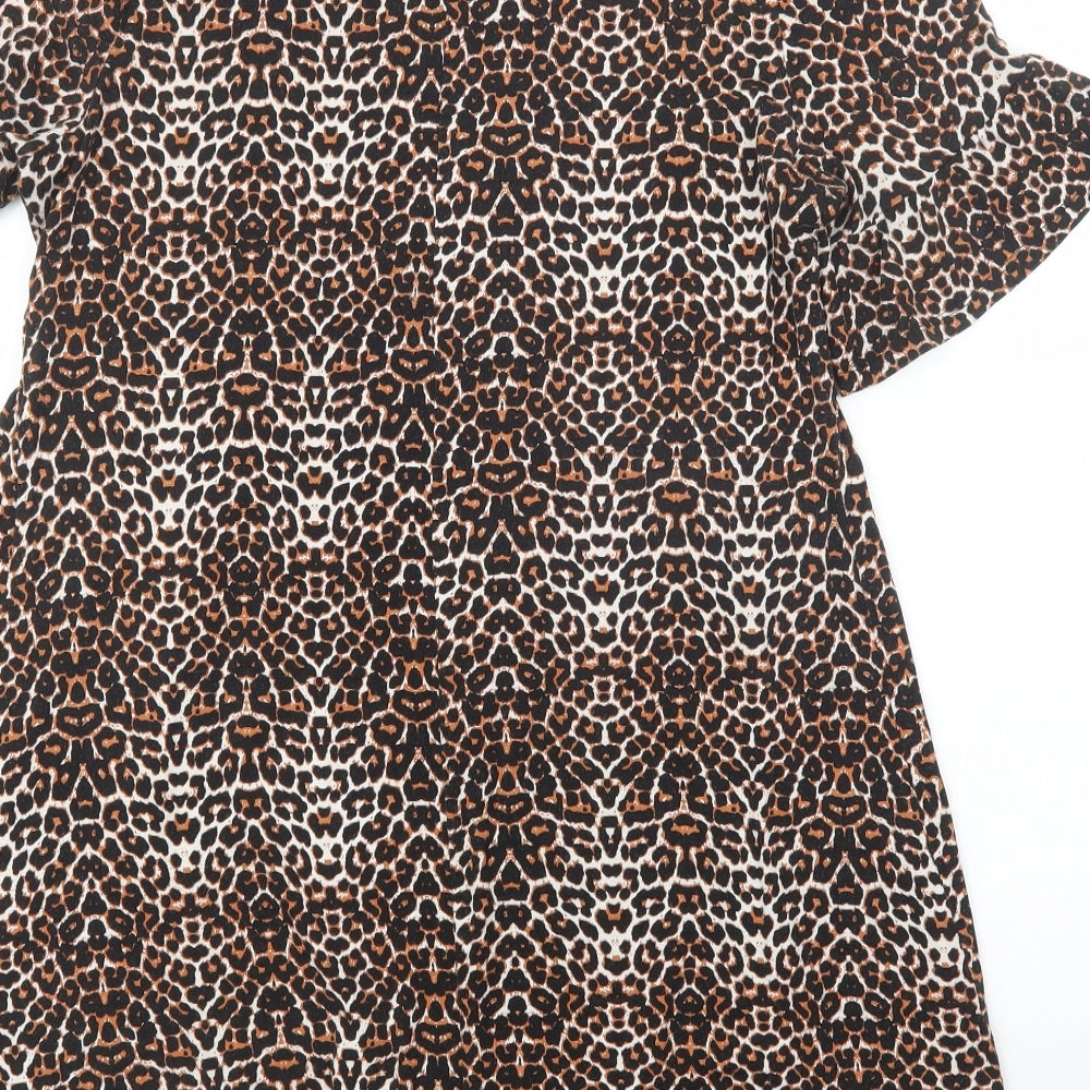Papaya Womens Brown Animal Print  T-Shirt Dress  Size M