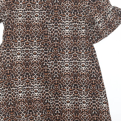 Papaya Womens Brown Animal Print  T-Shirt Dress  Size M