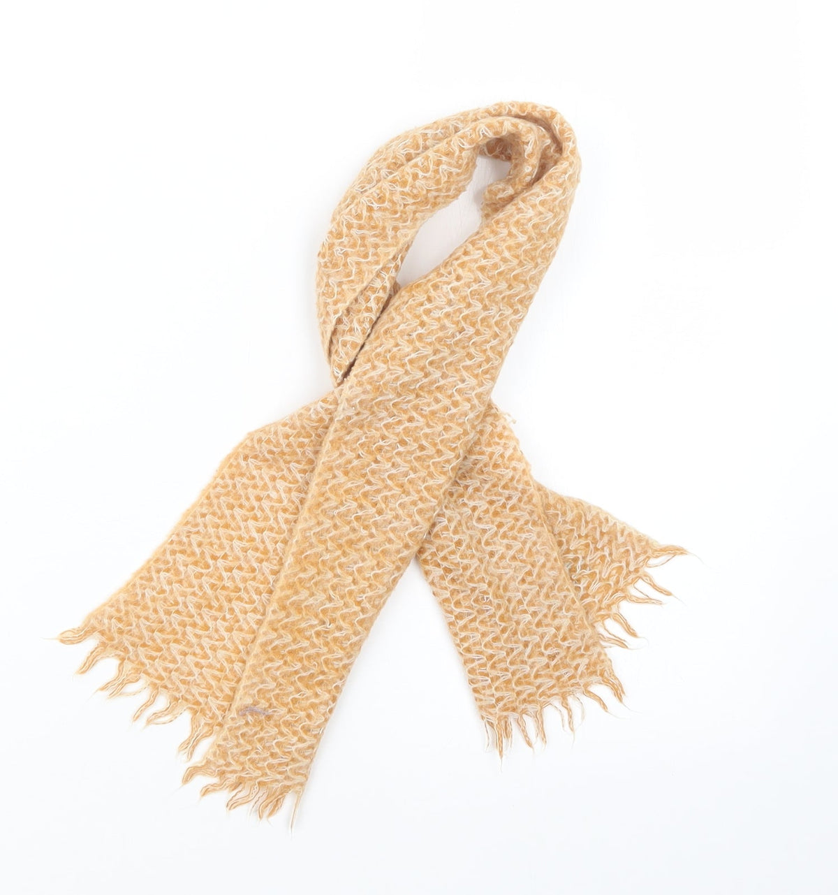 Front view of Preworn women’s orange knit scarf