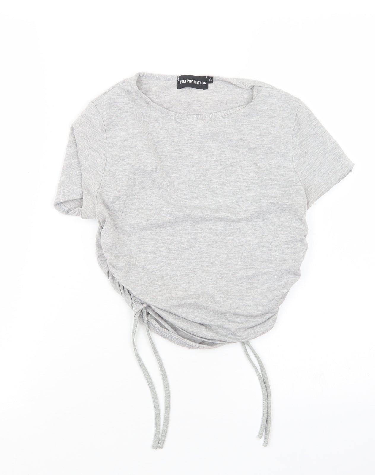 Womens UK Size S PRETTYLITTLETHING Grey Cropped T-Shirt