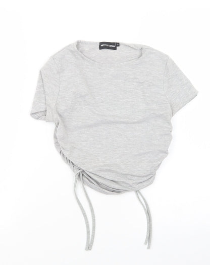 Womens UK Size S PRETTYLITTLETHING Grey Cropped T-Shirt