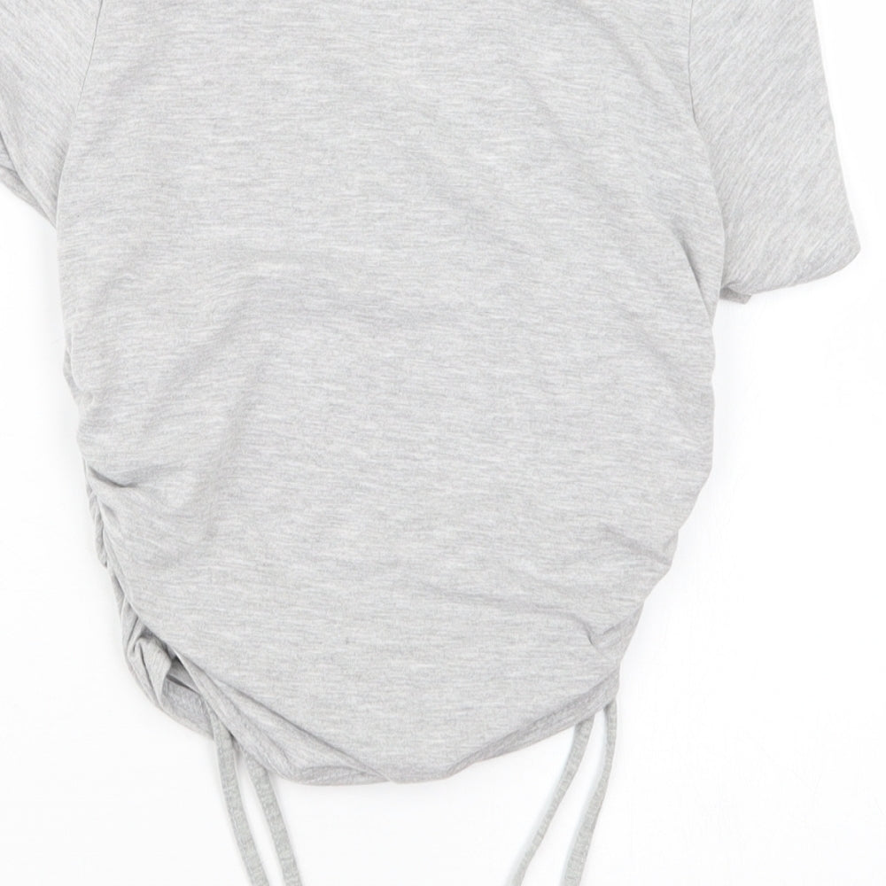 Womens UK Size S PRETTYLITTLETHING Grey Cropped T-Shirt