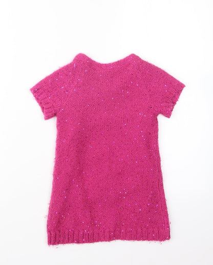 John Lewis Girls Pink  Knit Pullover Jumper Size 2 Years  - Long
