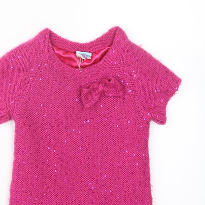 John Lewis Girls Pink  Knit Pullover Jumper Size 2 Years  - Long