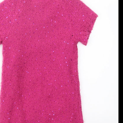 John Lewis Girls Pink  Knit Pullover Jumper Size 2 Years  - Long
