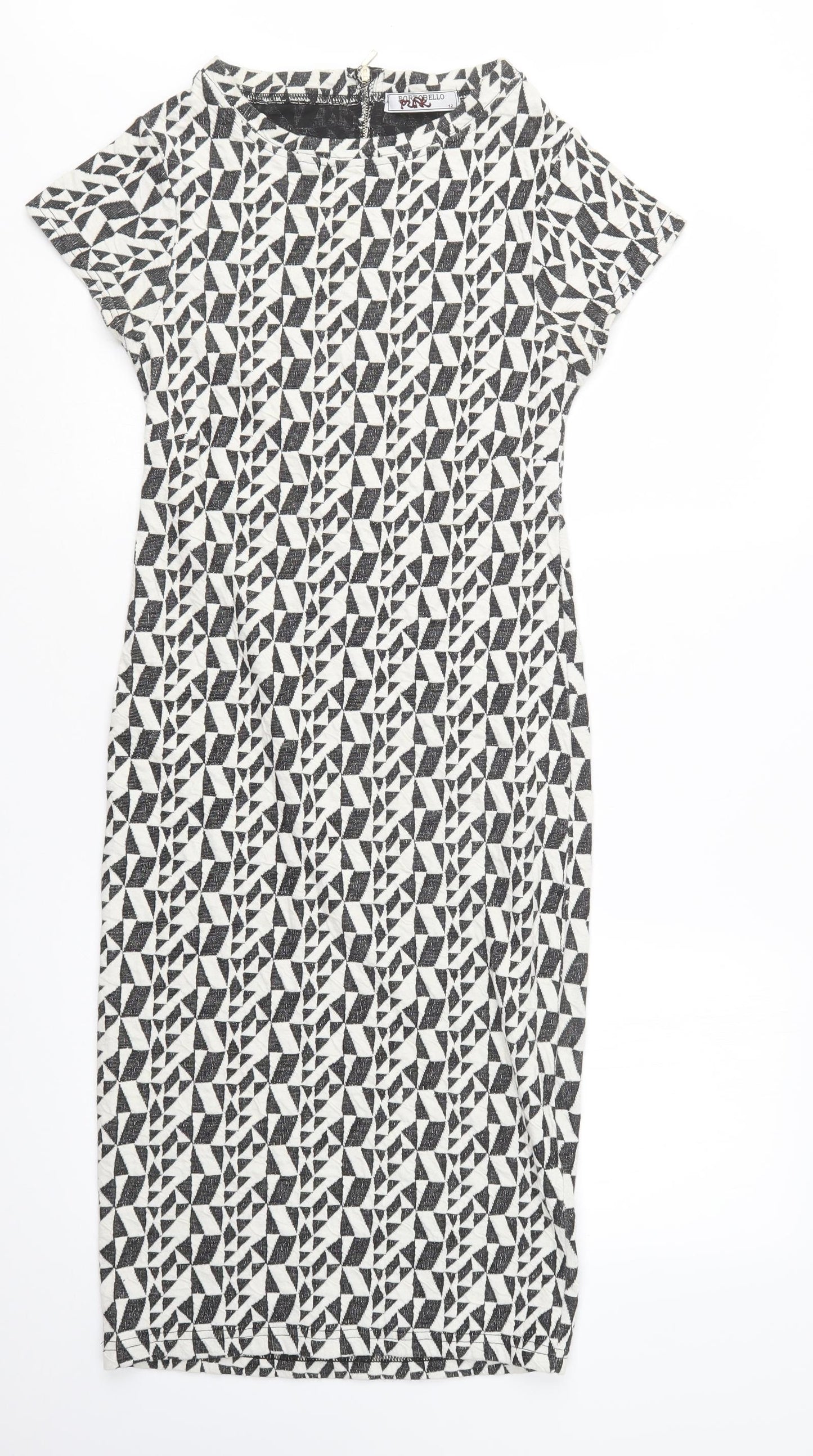 Portobello Punk Womens Black Geometric  Pencil Dress  Size 12
