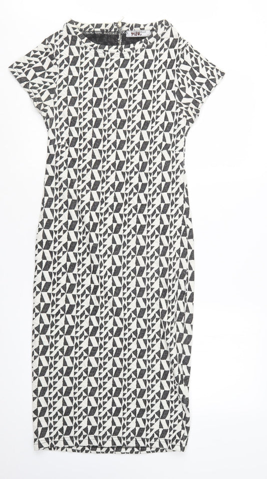 Portobello Punk Womens Black Geometric  Pencil Dress  Size 12