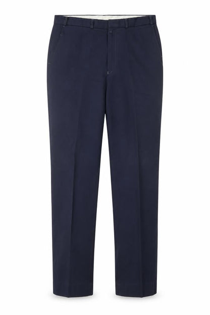 Front view of Canda men’s blue trousers, size 34, in, 29-inch leg