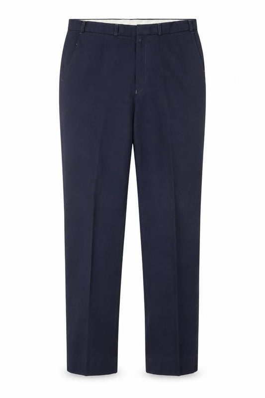 Front view of Canda men’s blue trousers, size 34, in, 29-inch leg