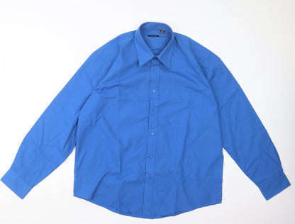 Mens UK Size 16.5 Madison Blue  Button-Up Long Sleeve Casual Shirt