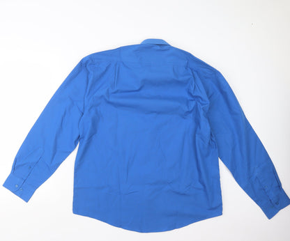 Mens UK Size 16.5 Madison Blue  Button-Up Long Sleeve Casual Shirt