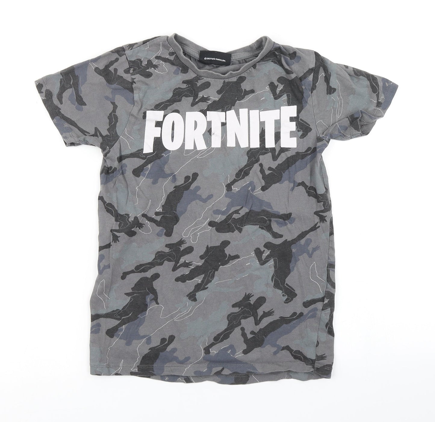 Pep & Co Boys Grey Camouflage  Basic T-Shirt Size S  - Fortnite