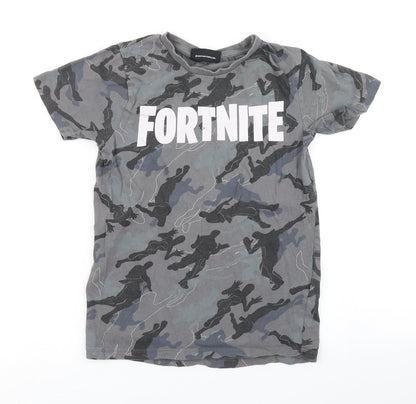 Pep & Co Boys Grey Camouflage  Basic T-Shirt Size S  - Fortnite