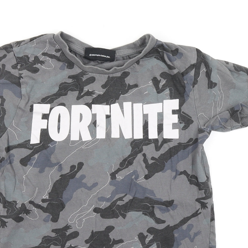 Pep & Co Boys Grey Camouflage  Basic T-Shirt Size S  - Fortnite