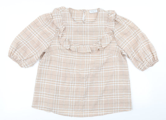 Papaya Womens Brown Plaid  Basic Blouse Size 12