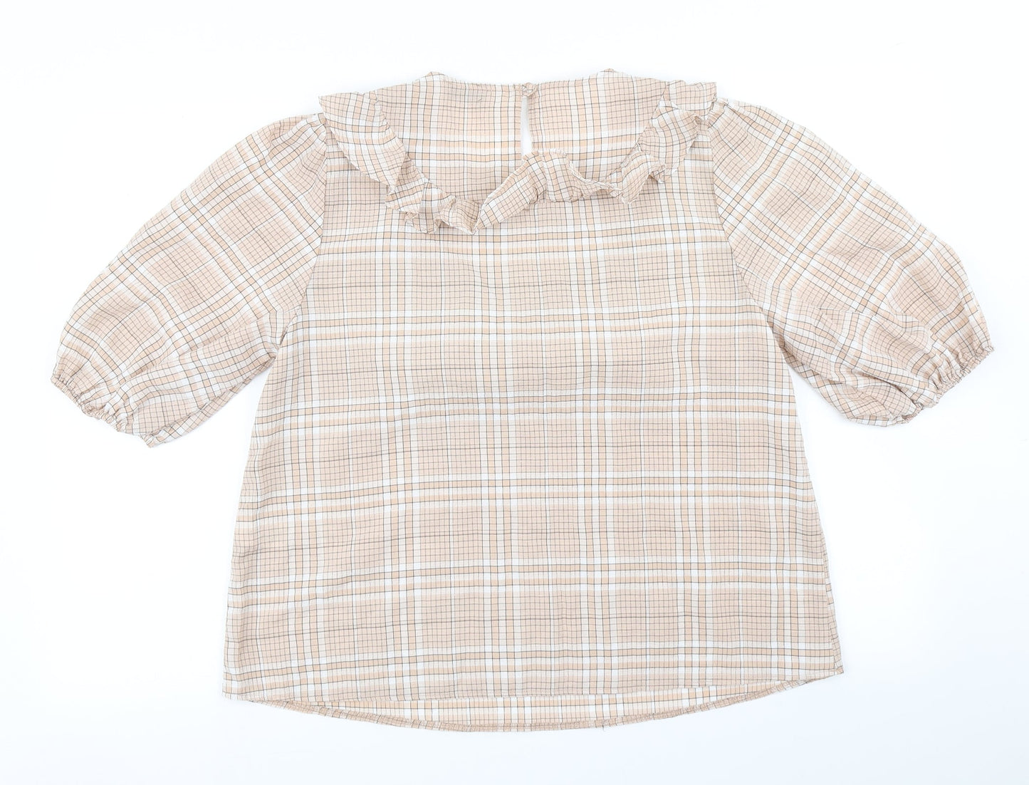 Papaya Womens Brown Plaid  Basic Blouse Size 12