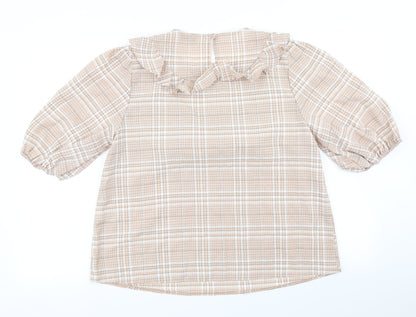 Papaya Womens Brown Plaid  Basic Blouse Size 12