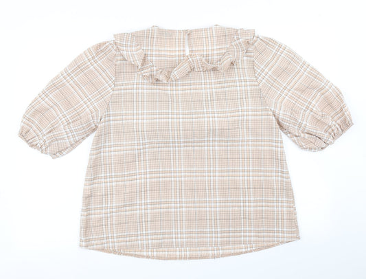 Papaya Womens Brown Plaid  Basic Blouse Size 12