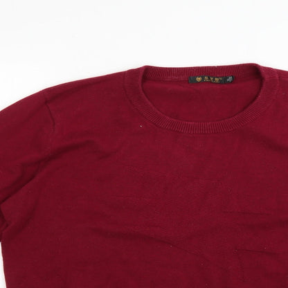 Close-up detail of tichlanz men’s red jumper, size XL