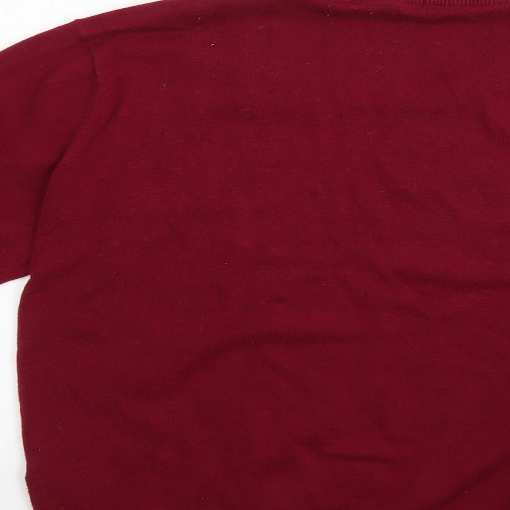 Brand and care label for tichlanz men’s red jumper, size XL