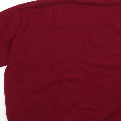 Brand and care label for tichlanz men’s red jumper, size XL