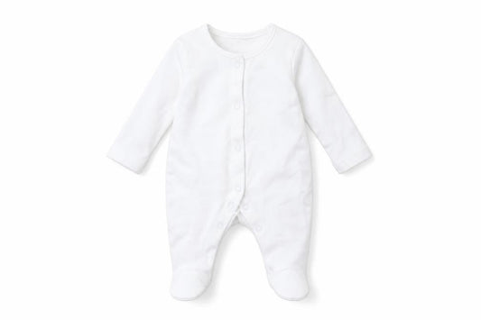 Front view of George Baby White Babygrow One-Piece, size 0-3, Months