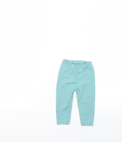 Nutmeg Baby Blue Polka Dot  Cropped Leggings Size 6-9 Months
